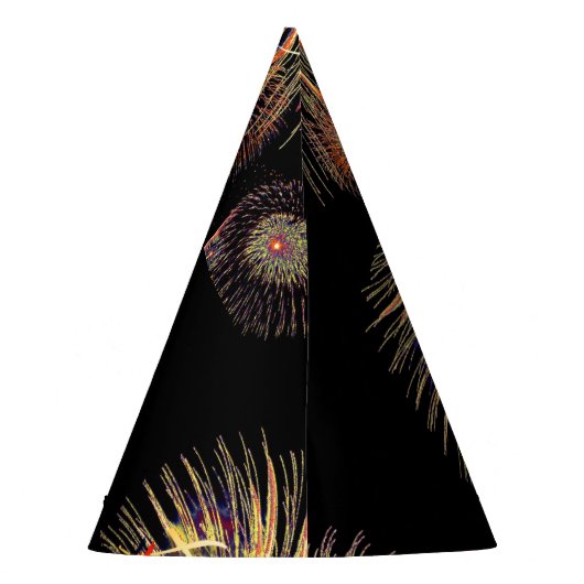 Red Fireworks Happy New Year 2025 Party Hat Partyhütchen (Rückseite)