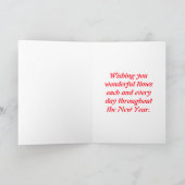 Red Fireworks Happy New Year Greeting Cards Feiertagskarte (Innenseite)