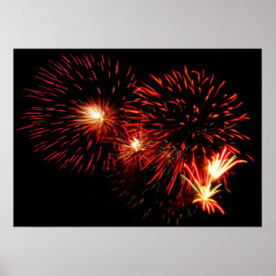 Red Fireworks Poster