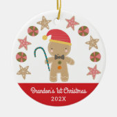 Red First Christmas Baby Foto Gingerbread Boy Keramik Ornament (Vorne)