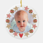 Red First Christmas Baby Foto Gingerbread Boy Keramik Ornament (Hinten)