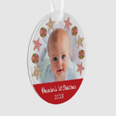 Red First Christmas Baby Foto Gingerbread Boy Ornament (Vorderseite)