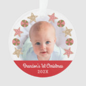 Red First Christmas Baby Foto Gingerbread Boy Ornament (Vorderseite)