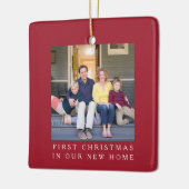 Red First Christmas New Zuhause Foto Keramikornament (Links)