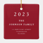 Red First Christmas New Zuhause Foto Keramikornament (Rückseite)
