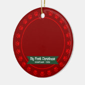 Red First Christmas Pet Kitten Foto Paws Custom Keramik Ornament (Links)