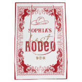Red First Rodeo Birthday Favor Bag - Western Cowbo Mittlere Geschenktüte (Rückseite)