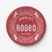 Red First Rodeo Birthday Paper Tellers - Western C Pappteller (Vorderseite)