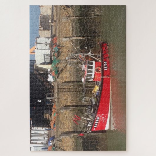 Red Fishing Boat in Whitstable Harbour residiert Puzzle (Vertikal)