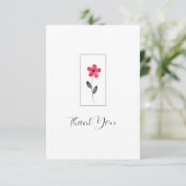 Red Five Petal Watercolor Blume Dankeskarte (Stehend Vorderseite)