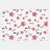 Red Five Petal Watercolor-Blume Geschenkpapier Set (Vorderseite 3)