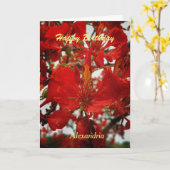 Red Flamboyant Blume Blumengeburt Custom Karte (Gelbe Blume)