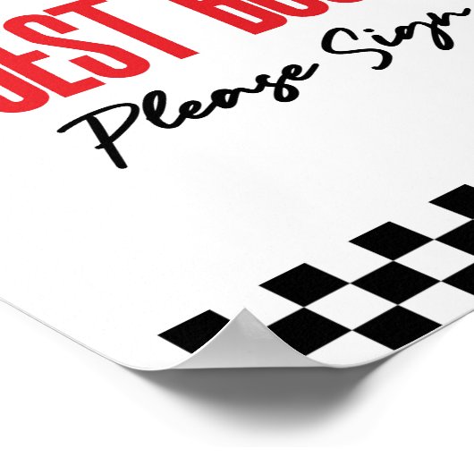 Red Flame Race Car Guest Book Party Sign Poster (Ecke)