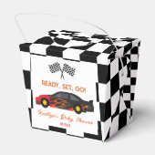 Red Flame Race Car Ready Set Go Baby Dusche Geschenkschachtel (Rückseite)