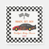 Red Flame Race Car Ready Set Go Baby Dusche Serviette (Vorderseite)