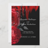 Red Flame Rose Gothic Wedding Einladung (Vorderseite)