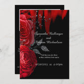 Red Flame Rose Gothic Wedding Einladung (Vorne/Hinten)