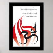 Red Flame Yoga & Modern Zen Calligraphy Om Om Poster (Vorne)