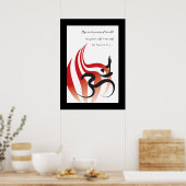 Red Flame Yoga & Modern Zen Calligraphy Om Om Poster (Küche)
