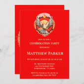 Red Flamed Confirmation von White Dove Einladung (Vorne/Hinten)