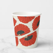 Red Flamenco Fans Muster Pappbecher (Rückseite)