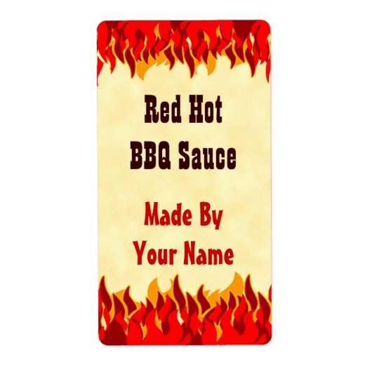 Red Flames Custom GRILLEN Hot Sauce Large Labels (Vorne)