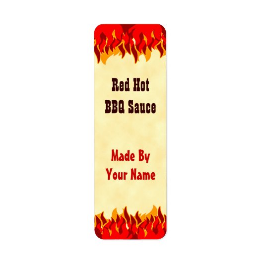 Red Flames Custom GRILLEN Sauce Canning Labels Sma (Vorne)