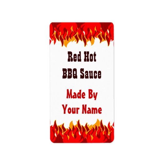 Red Flames Custom Hot Sauce Canning Labels Medium Adressaufkleber (Vorne)
