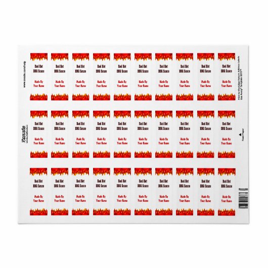 Red Flames Custom Hot Sauce Canning Labels Small (Vorne)