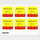 Red Flames Custom Jar oder Canning Labels Quadratischer Aufkleber (Blatt)