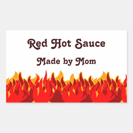 Red Flames Custom Jar oder Canning Labels Rechteckiger Aufkleber (Vorderseite)