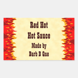 Red Flames Custom Jar oder Hot Sauce Labels Rechteckiger Aufkleber