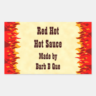 Red Flames Custom Jar oder Hot Sauce Labels Rechteckiger Aufkleber