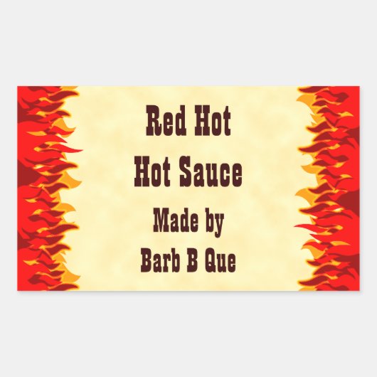 Red Flames Custom Jar oder Hot Sauce Labels Rechteckiger Aufkleber (Vorderseite)