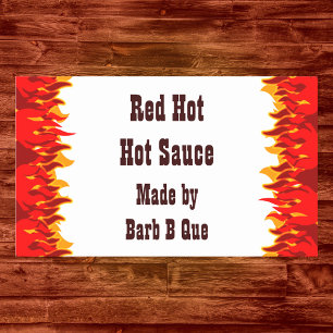 Red Flames Custom Jar oder Hot Sauce Rechteckiger Aufkleber