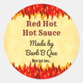 Red Flames Custom Retro GRILLEN Hot Sauce Runder Aufkleber (Vorderseite)