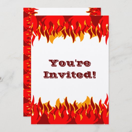 Red Flames Editable GRILLEN Einladung (Vorne/Hinten)