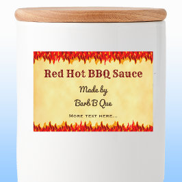 Red Flames Editable Retro GRILLEN Hot Sauce Food L Lebensmitteletikett