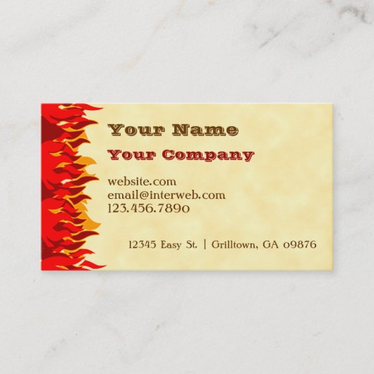 Red Flames GRILLEN Custom Western Business Card Visitenkarte (Vorderseite)