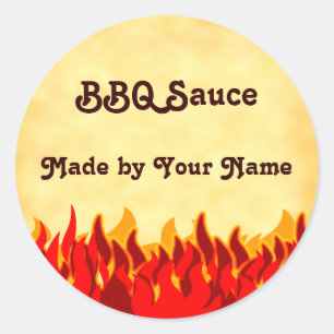 Red Flames GRILLEN Editable Runder Aufkleber