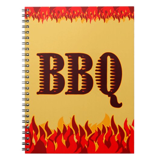 Red Flames GRILLEN Rezept Notebook Notizblock (Vorderseite)