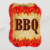 Red Flames Western GRILLEN Party Einladung (Vorne/Hinten)