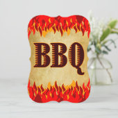 Red Flames Western GRILLEN Party Einladung (Stehend Vorderseite)