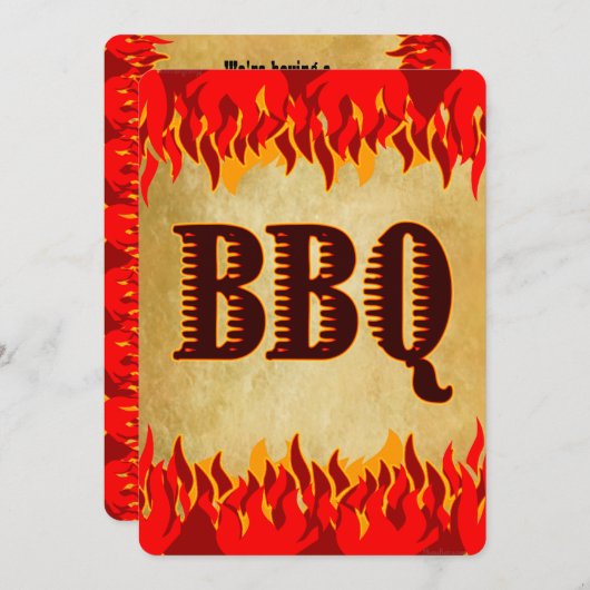 Red Flames Western GRILLEN Party Einladung (Vorne/Hinten)