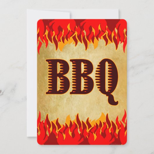 Red Flames Western GRILLEN Party Einladung (Vorderseite)