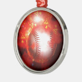 Red Flaming Baseball Weihnachtsbaum Ornament (Links)