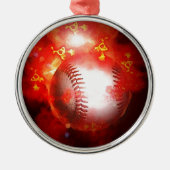 Red Flaming Baseball Weihnachtsbaum Ornament (Vorne)