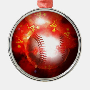 Red Flaming Baseball Weihnachtsbaum Ornament