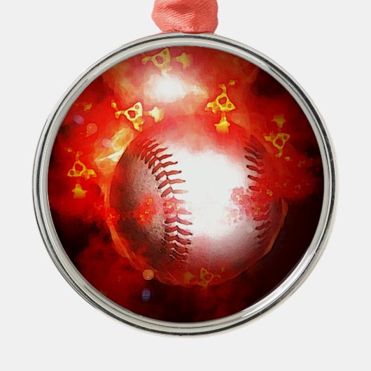 Red Flaming Baseball Weihnachtsbaum Ornament (Vorne)