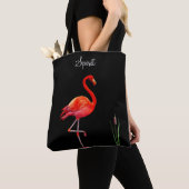 Red Flamingo auf Black Tote Bag Tasche (Von Nahem)